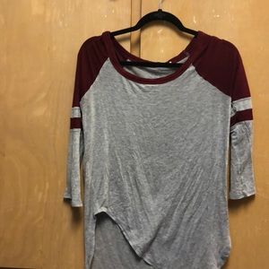 Grey and maroon 3/4 sleeve